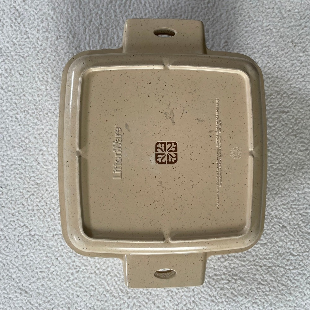 VTG Littonware 1.5 Qt Square Casserole Dish 39272, Lid 39271 Microwave Oven Safe